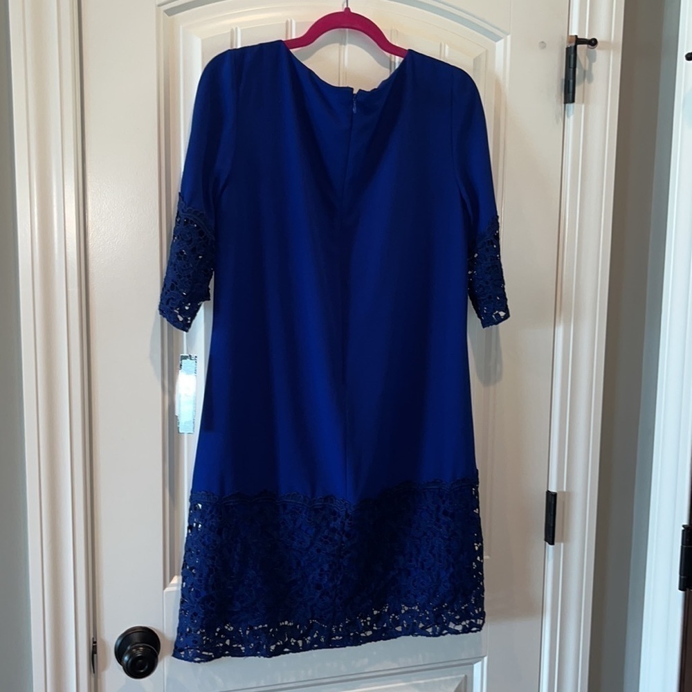 Beautiful lapis blue Tahari ASL dress lace details size 10 NWT - Picture 9 of 10